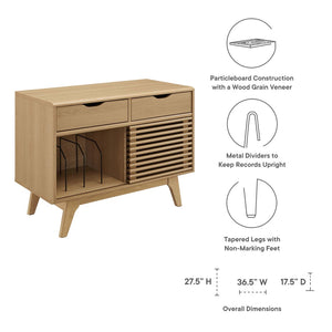 Modway Furniture Render Vinyl Record Display Stand for Modern Homes - Stylish Storage for Vinyls and Accessories Oak EEI-4323-OAK