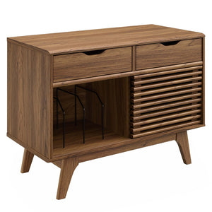 Modway Furniture Render Vinyl Record Display Stand for Modern Homes - Stylish Storage for Vinyls and Accessories Walnut EEI-4323-WAL