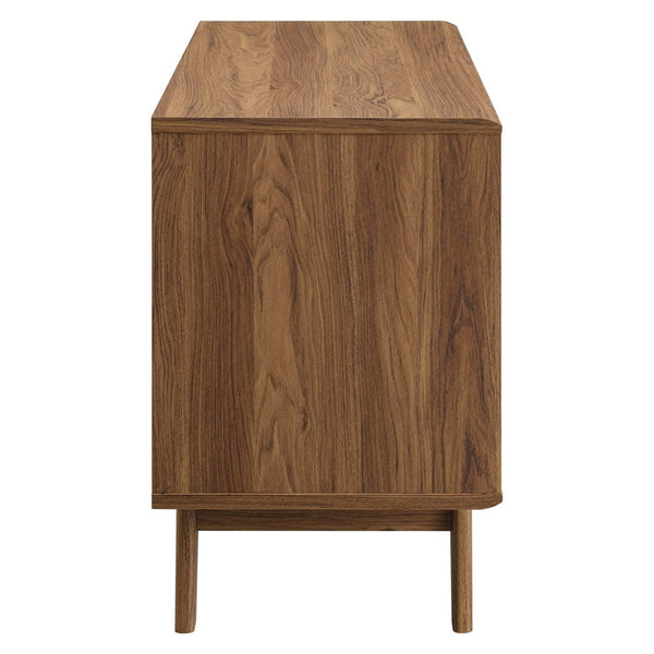 Modway Furniture Render Vinyl Record Display Stand for Modern Homes - Stylish Storage for Vinyls and Accessories Walnut EEI-4323-WAL