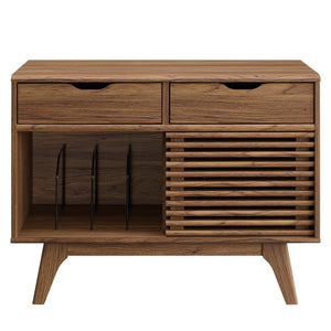 Modway Furniture Render Vinyl Record Display Stand for Modern Homes - Stylish Storage for Vinyls and Accessories Walnut EEI-4323-WAL