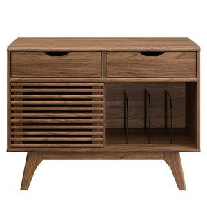 Modway Furniture Render Vinyl Record Display Stand for Modern Homes - Stylish Storage for Vinyls and Accessories Walnut EEI-4323-WAL