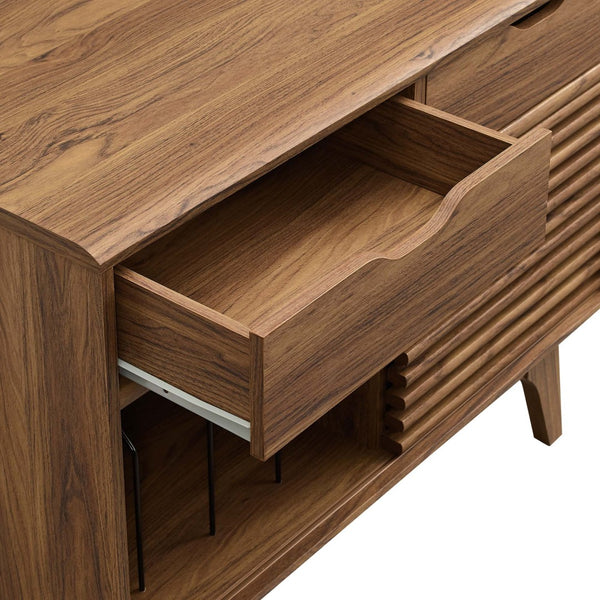 Modway Furniture Render Vinyl Record Display Stand for Modern Homes - Stylish Storage for Vinyls and Accessories Walnut EEI-4323-WAL