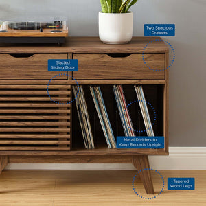 Modway Furniture Render Vinyl Record Display Stand for Modern Homes - Stylish Storage for Vinyls and Accessories Walnut EEI-4323-WAL