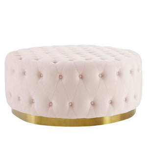 Modway Furniture Ensconce Tufted Performance Velvet Round Ottoman - Luxurious Pink Seating & Stylish Coffee Table EEI-4326-PNK