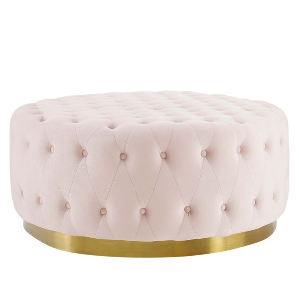 Modway Furniture Ensconce Tufted Performance Velvet Round Ottoman - Luxurious Pink Seating & Stylish Coffee Table EEI-4326-PNK