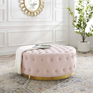 Modway Furniture Ensconce Tufted Performance Velvet Round Ottoman - Luxurious Pink Seating & Stylish Coffee Table EEI-4326-PNK