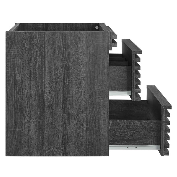 Modway Furniture Render 24" Wall-Mount Bathroom Vanity Cabinet - Mid-Century Modern Design with Practical Storage Charcoal EEI-4338-CHA