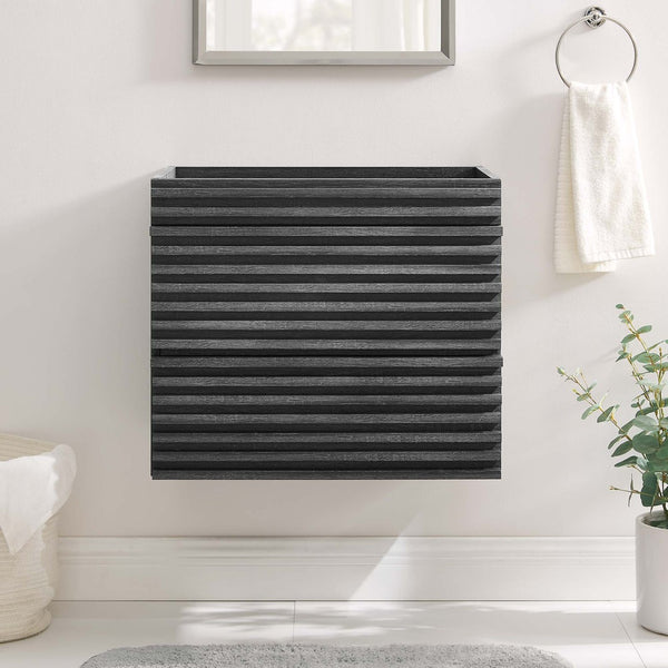 Modway Furniture Render 24" Wall-Mount Bathroom Vanity Cabinet - Mid-Century Modern Design with Practical Storage Charcoal EEI-4338-CHA