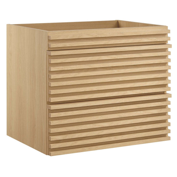 Modway Furniture Render 24" Wall-Mount Bathroom Vanity Cabinet - Mid-Century Modern Design with Practical Storage Oak EEI-4338-OAK