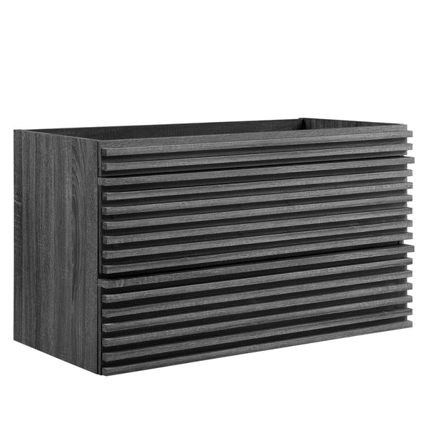 Modway Furniture Render 36" Wall-Mount Bathroom Vanity Cabinet - Stylish Mid-Century Modern Design for Any Space Charcoal EEI-4339-CHA