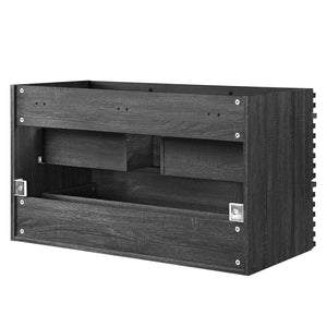 Modway Furniture Render 36" Wall-Mount Bathroom Vanity Cabinet - Stylish Mid-Century Modern Design for Any Space Charcoal EEI-4339-CHA