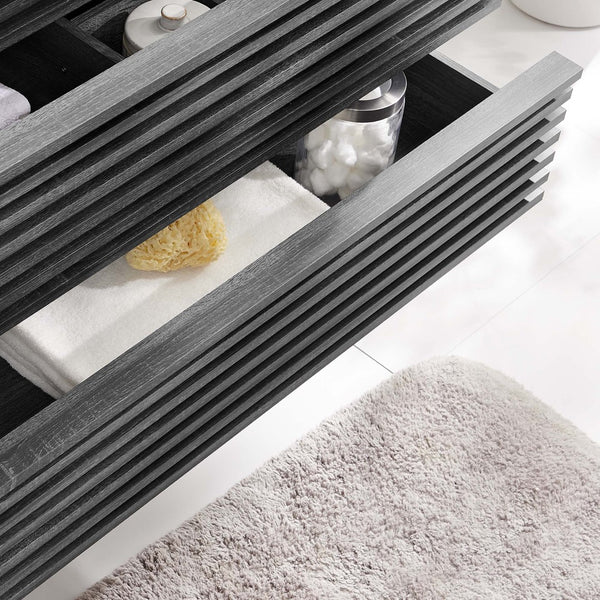 Modway Furniture Render 36" Wall-Mount Bathroom Vanity Cabinet - Stylish Mid-Century Modern Design for Any Space Charcoal EEI-4339-CHA