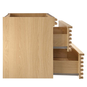 Modway Furniture Render 36" Wall-Mount Bathroom Vanity Cabinet - Stylish Mid-Century Modern Design for Any Space Oak EEI-4339-OAK