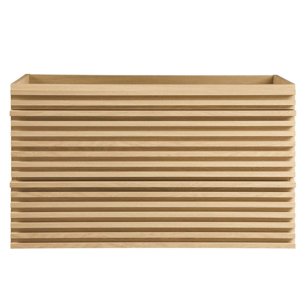 Modway Furniture Render 36" Wall-Mount Bathroom Vanity Cabinet - Stylish Mid-Century Modern Design for Any Space Oak EEI-4339-OAK