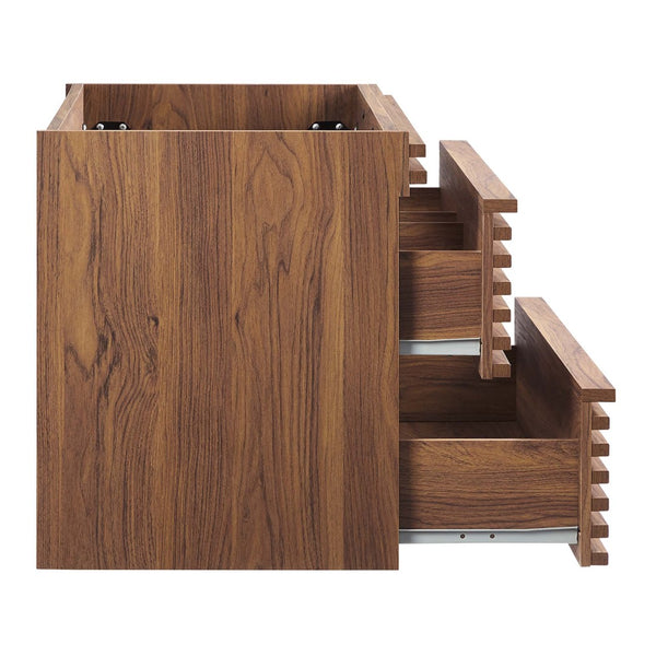 Modway Furniture Render 36" Wall-Mount Bathroom Vanity Cabinet - Stylish Mid-Century Modern Design for Any Space Walnut EEI-4339-WAL