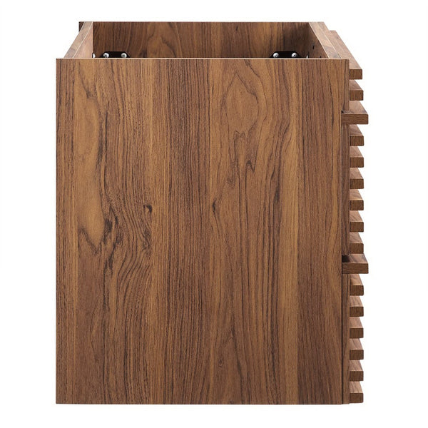 Modway Furniture Render 36" Wall-Mount Bathroom Vanity Cabinet - Stylish Mid-Century Modern Design for Any Space Walnut EEI-4339-WAL