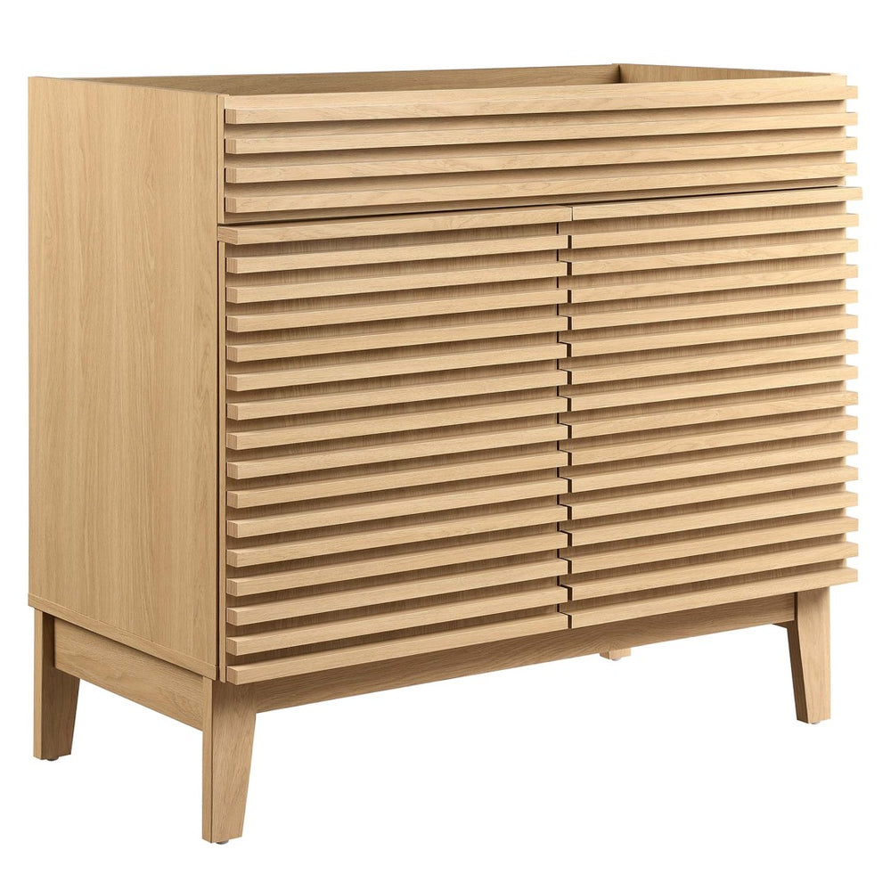 Modway Furniture Render 36" Bathroom Vanity Cabinet - Mid-Century Modern Design with Ample Storage & Style Oak EEI-4340-OAK