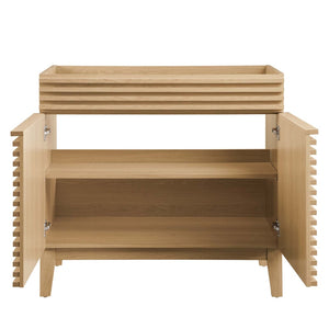 Modway Furniture Render 36" Bathroom Vanity Cabinet - Mid-Century Modern Design with Ample Storage & Style Oak EEI-4340-OAK