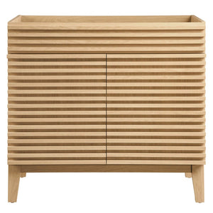 Modway Furniture Render 36" Bathroom Vanity Cabinet - Mid-Century Modern Design with Ample Storage & Style Oak EEI-4340-OAK