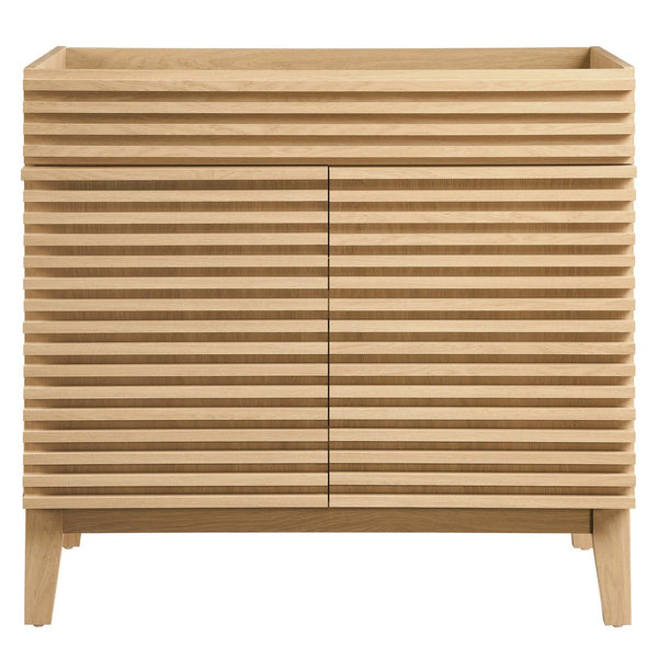 Modway Furniture Render 36" Bathroom Vanity Cabinet - Mid-Century Modern Design with Ample Storage & Style Oak EEI-4340-OAK