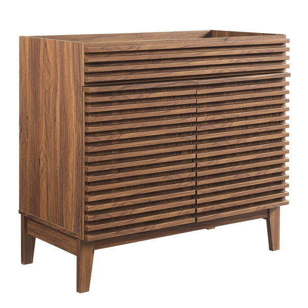 Modway Furniture Render 36" Bathroom Vanity Cabinet - Mid-Century Modern Design with Ample Storage & Style Walnut EEI-4340-WAL