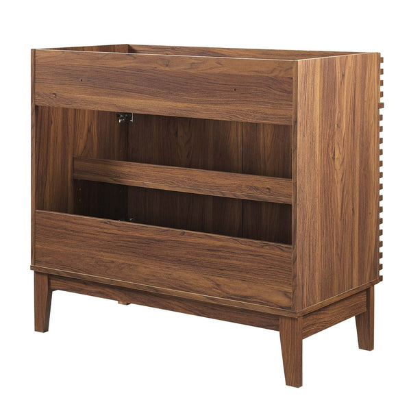 Modway Furniture Render 36" Bathroom Vanity Cabinet - Mid-Century Modern Design with Ample Storage & Style Walnut EEI-4340-WAL