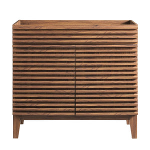 Modway Furniture Render 36" Bathroom Vanity Cabinet - Mid-Century Modern Design with Ample Storage & Style Walnut EEI-4340-WAL