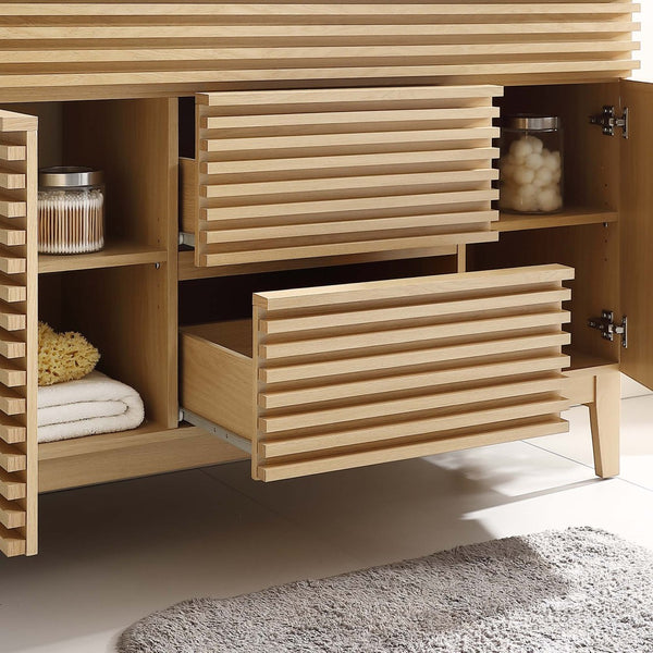 Modway Furniture Render 48" Single Sink Bathroom Vanity Cabinet - Stylish Mid-Century Modern Design with Ample Storage Oak EEI-4341-OAK