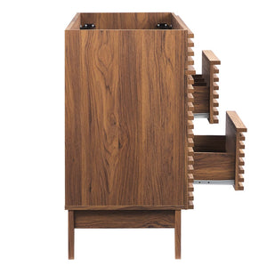 Modway Furniture Render 48" Single Sink Bathroom Vanity Cabinet - Stylish Mid-Century Modern Design with Ample Storage Walnut EEI-4341-WAL