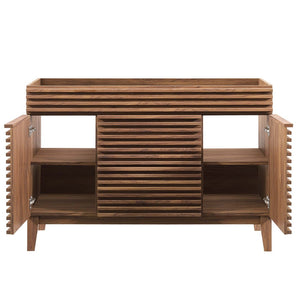 Modway Furniture Render 48" Single Sink Bathroom Vanity Cabinet - Stylish Mid-Century Modern Design with Ample Storage Walnut EEI-4341-WAL