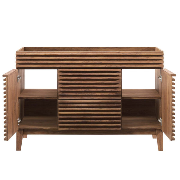 Modway Furniture Render 48" Single Sink Bathroom Vanity Cabinet - Stylish Mid-Century Modern Design with Ample Storage Walnut EEI-4341-WAL