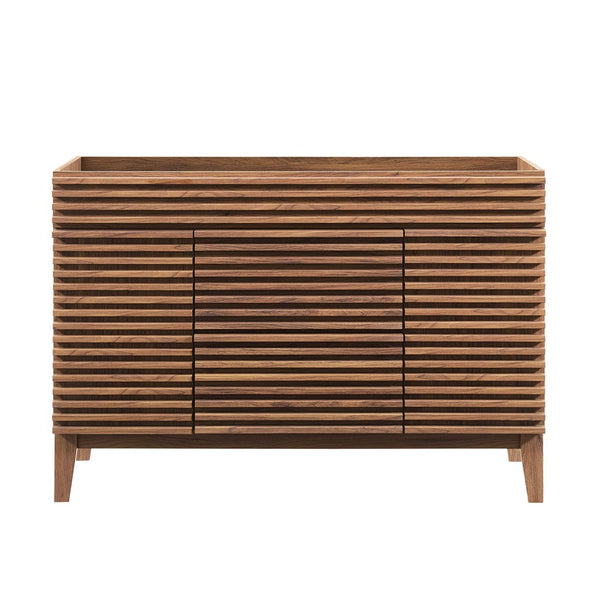 Modway Furniture Render 48" Single Sink Bathroom Vanity Cabinet - Stylish Mid-Century Modern Design with Ample Storage Walnut EEI-4341-WAL
