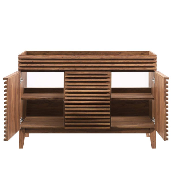 Modway Furniture Render 48" Double Sink Bathroom Vanity Cabinet - Mid-Century Walnut Design with Ample Storage Space EEI-4342-WAL