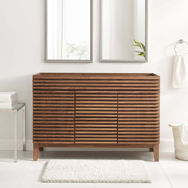 Modway Furniture Render 48" Double Sink Bathroom Vanity Cabinet - Mid-Century Walnut Design with Ample Storage Space EEI-4342-WAL