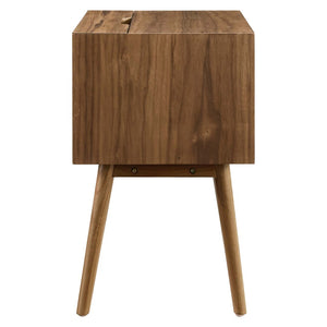 Modway Furniture Ember Wood Nightstand with USB Ports - Stylish Mid-Century Modern Design for Small Spaces EEI-4343-WAL-WAL