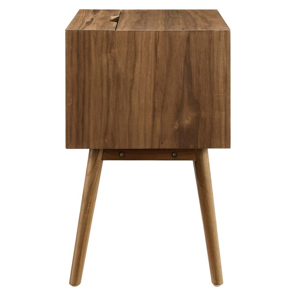 Modway Furniture Ember Wood Nightstand with USB Ports - Stylish Mid-Century Modern Design for Small Spaces EEI-4343-WAL-WAL