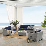 Modway Furniture Conway Sunbrella® Outdoor Patio Wicker Rattan 4-Piece Furniture Set EEI-4355-LGR-NAV