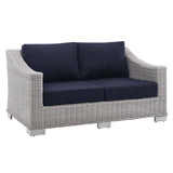 Modway Furniture Conway Sunbrella® Outdoor Patio Wicker Rattan 4-Piece Furniture Set EEI-4355-LGR-NAV