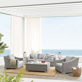 Modway Furniture Conway Sunbrella® Outdoor Patio Wicker Rattan 4-Piece Furniture Set EEI-4359-LGR-GRY