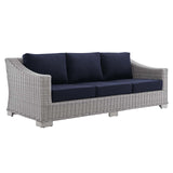 Modway Furniture Conway Sunbrella® Outdoor Patio Wicker Rattan 4-Piece Furniture Set EEI-4359-LGR-NAV