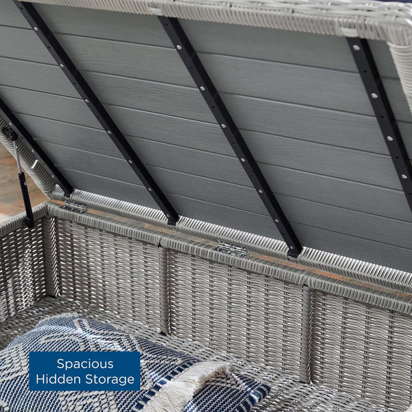 Modway Furniture Conway 4-Piece Sunbrella® Outdoor Patio Wicker Rattan Furniture Set - Stylish, Durable, Comfortable Seating Light Gray White EEI-4359-LGR-WHI