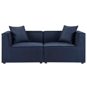 Modway Furniture Saybrook 2-Piece Outdoor Patio Loveseat Sofa - Comfort & Style with Weather-Resistant Upholstery Navy EEI-4377-NAV