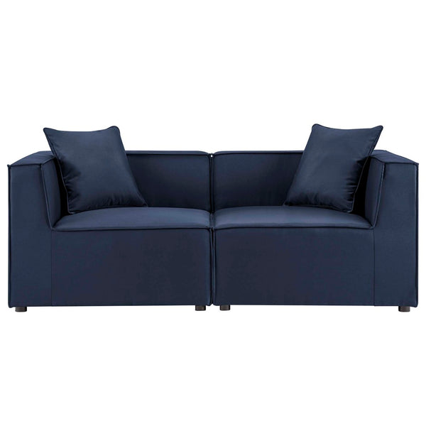 Modway Furniture Saybrook 2-Piece Outdoor Patio Loveseat Sofa - Comfort & Style with Weather-Resistant Upholstery Navy EEI-4377-NAV