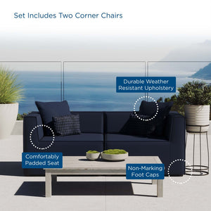 Modway Furniture Saybrook 2-Piece Outdoor Patio Loveseat Sofa - Comfort & Style with Weather-Resistant Upholstery Navy EEI-4377-NAV