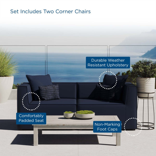 Modway Furniture Saybrook 2-Piece Outdoor Patio Loveseat Sofa - Comfort & Style with Weather-Resistant Upholstery Navy EEI-4377-NAV