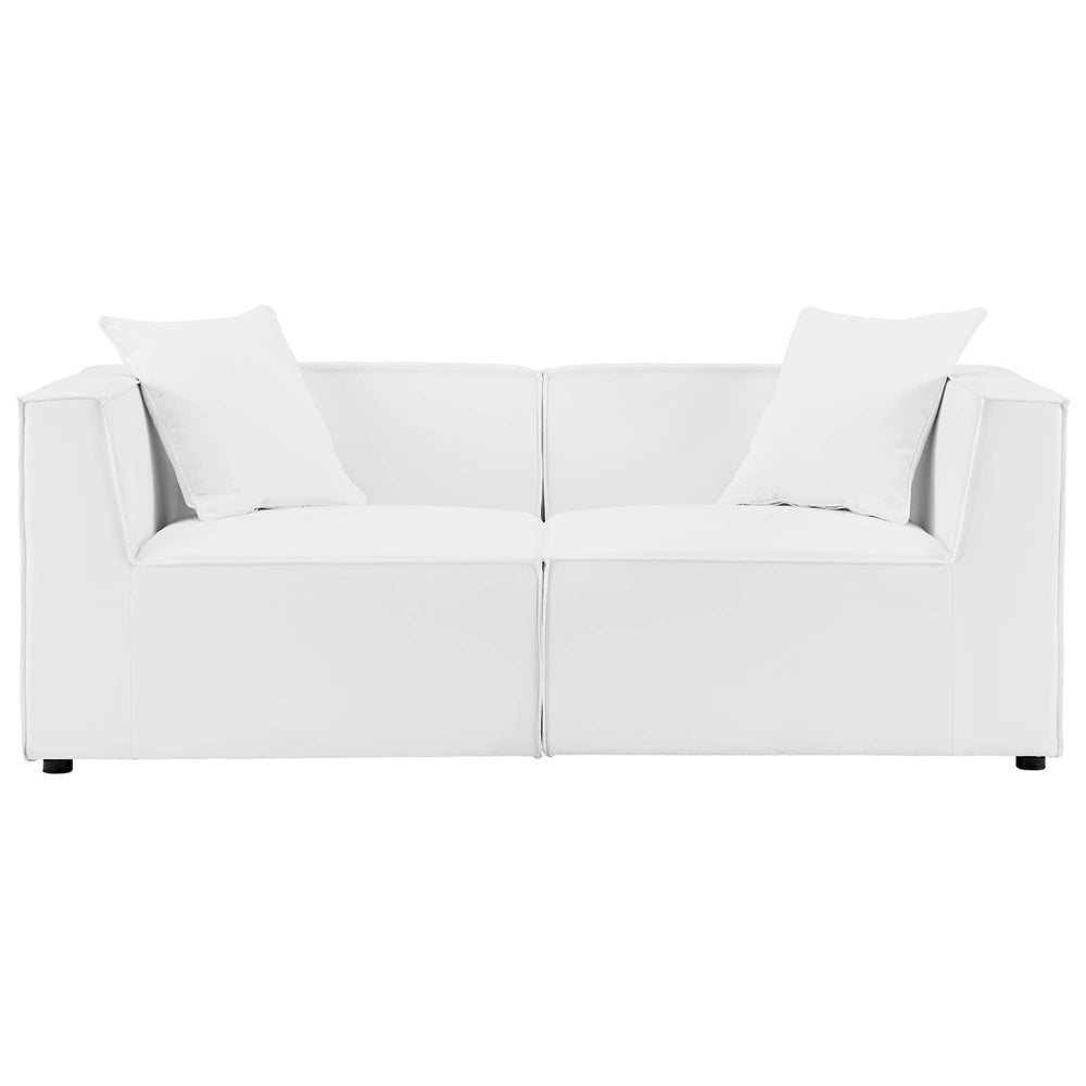Modway Furniture Saybrook 2-Piece Outdoor Patio Loveseat Sofa - Comfort & Style with Weather-Resistant Upholstery White EEI-4377-WHI