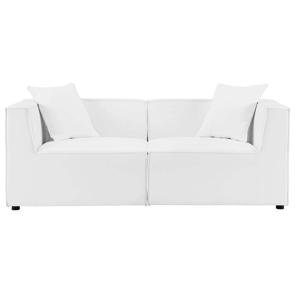 Modway Furniture Saybrook 2-Piece Outdoor Patio Loveseat Sofa - Comfort & Style with Weather-Resistant Upholstery White EEI-4377-WHI