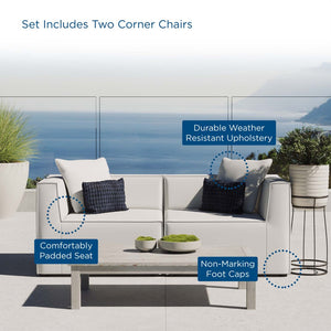 Modway Furniture Saybrook 2-Piece Outdoor Patio Loveseat Sofa - Comfort & Style with Weather-Resistant Upholstery White EEI-4377-WHI