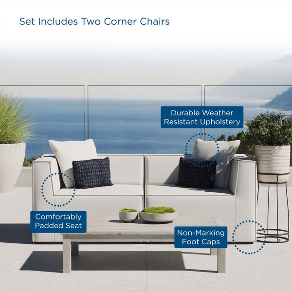 Modway Furniture Saybrook 2-Piece Outdoor Patio Loveseat Sofa - Comfort & Style with Weather-Resistant Upholstery White EEI-4377-WHI