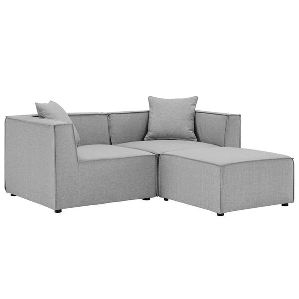 Modway Furniture Saybrook Outdoor Patio Loveseat and Ottoman Set - Modern All-Weather Comfort for Stylish Relaxation Gray EEI-4378-GRY